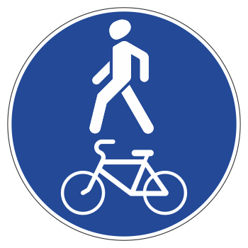 Дорожный знак 4.5.2 «Пешеходная и велосипедная дорожка с совмещенным движением» (металл 0,8 мм, II типоразмер: диаметр 700 мм, С/О пленка: тип А инженерная)